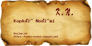 Kopkó Noémi névjegykártya